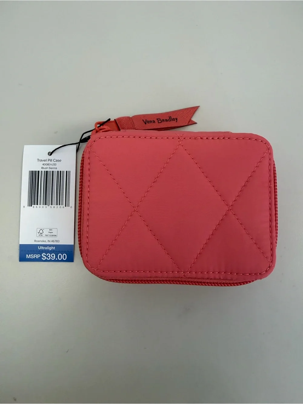 NWT Vera Bradley Blush Sienna Quilted Travel Pill Case